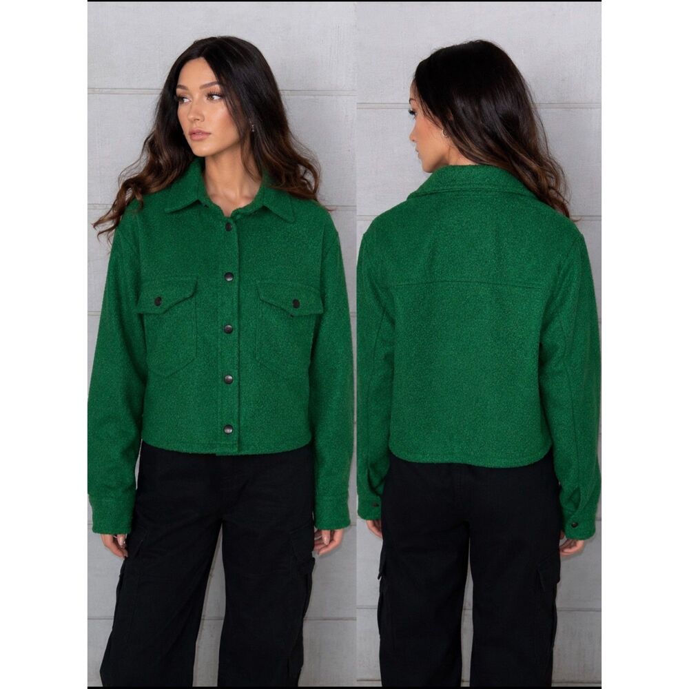 Women's love tree Green Button-Front Wool Jacket size L